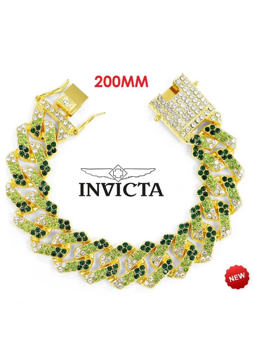 $79 Invicta Elements Men's XL Drip Chain Bracelet Emerald Venom (80922) NWT